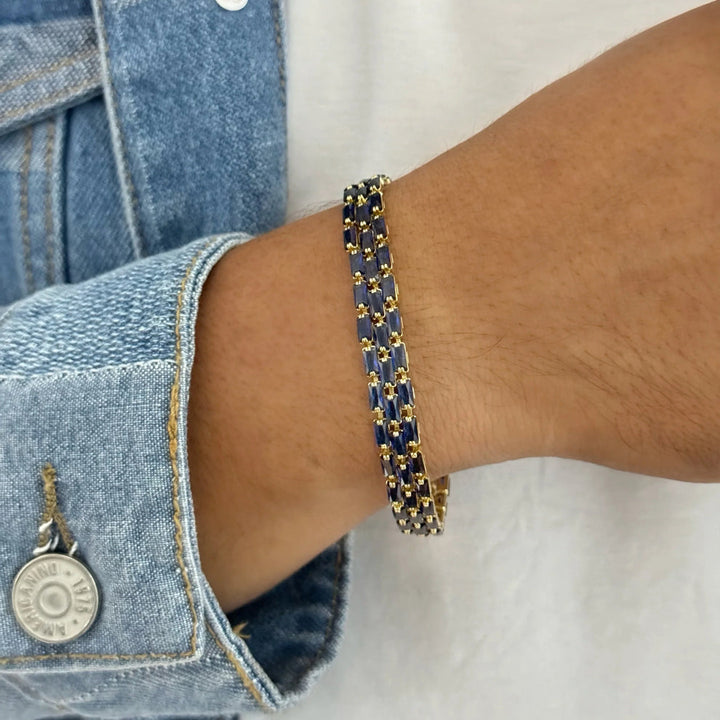 Pulsera Acero Rígidas Dorada Azul