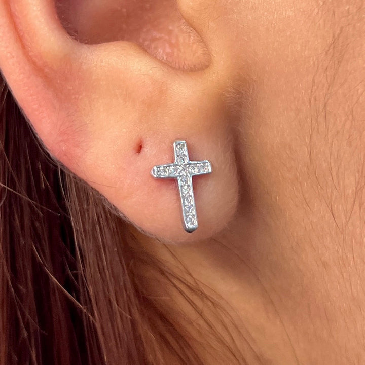 Aretes Plata Cruz 11MM✝️