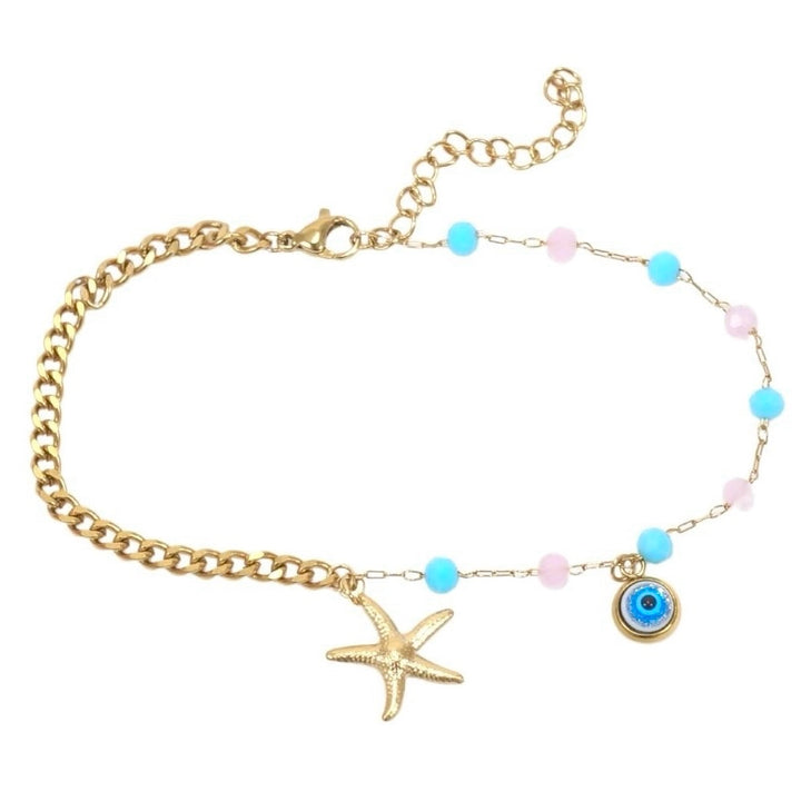 Tobillera Acero Piedritas Ojo-Estrella Mar🧿⭐️