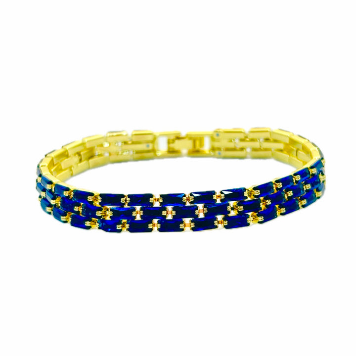 Pulsera Acero Rígidas Dorada Azul