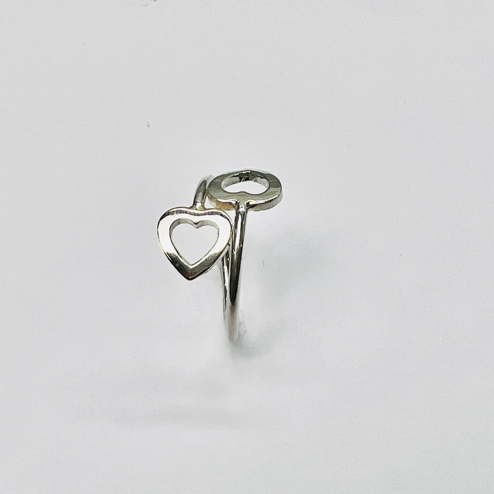 Anillo de Plata Dos Corazones Ajustables