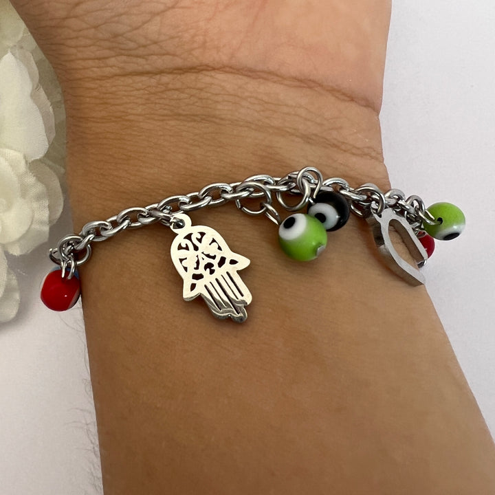 Pulsera Acero Mano Ojo Turco