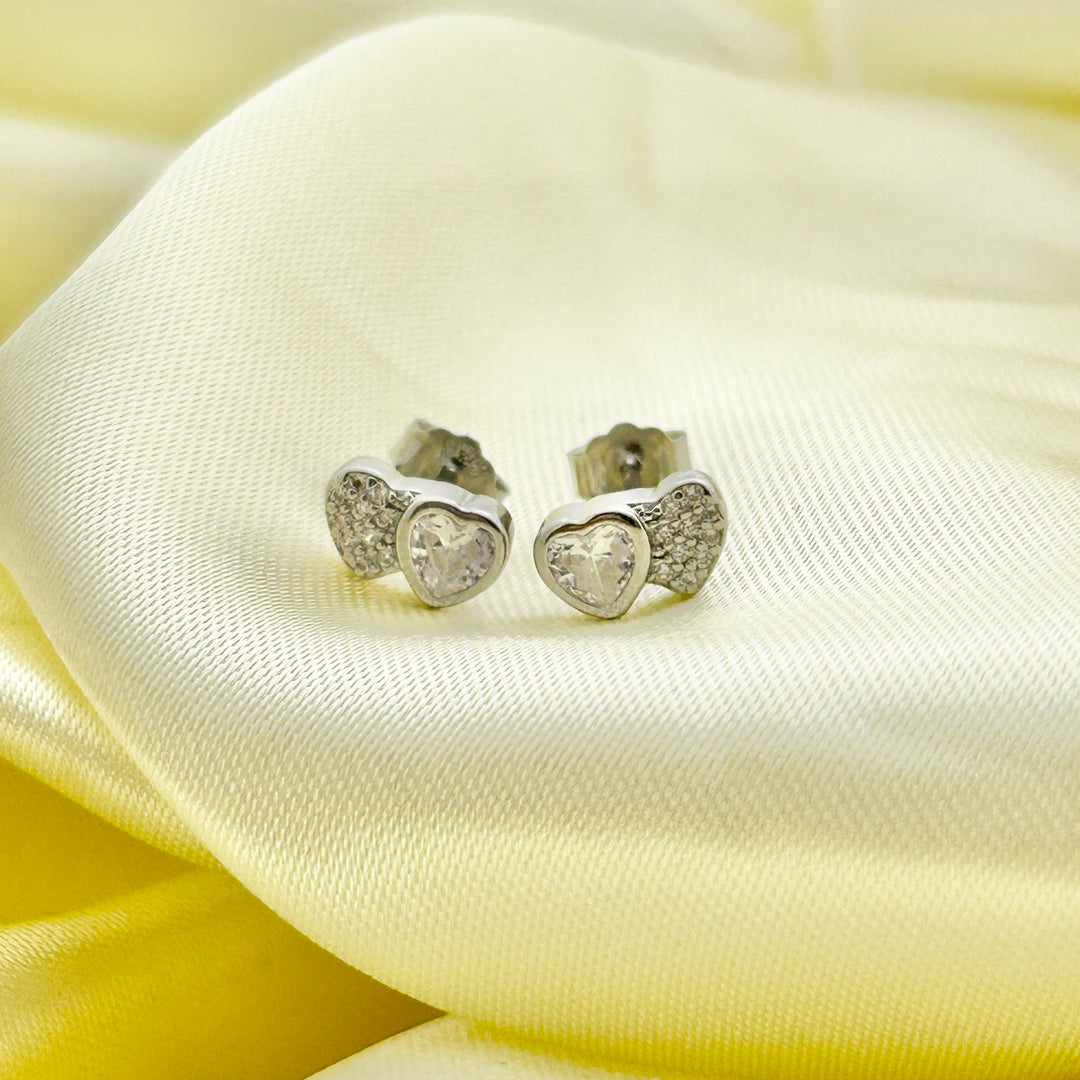 Aretes Plata Duo Corazón