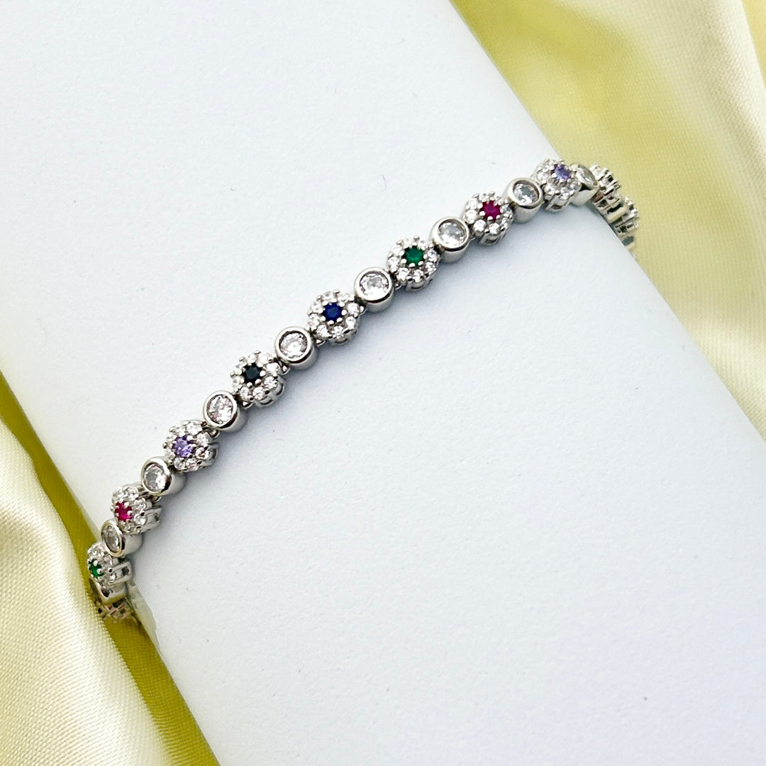 Pulsera Redonda Multicolor Plata 925