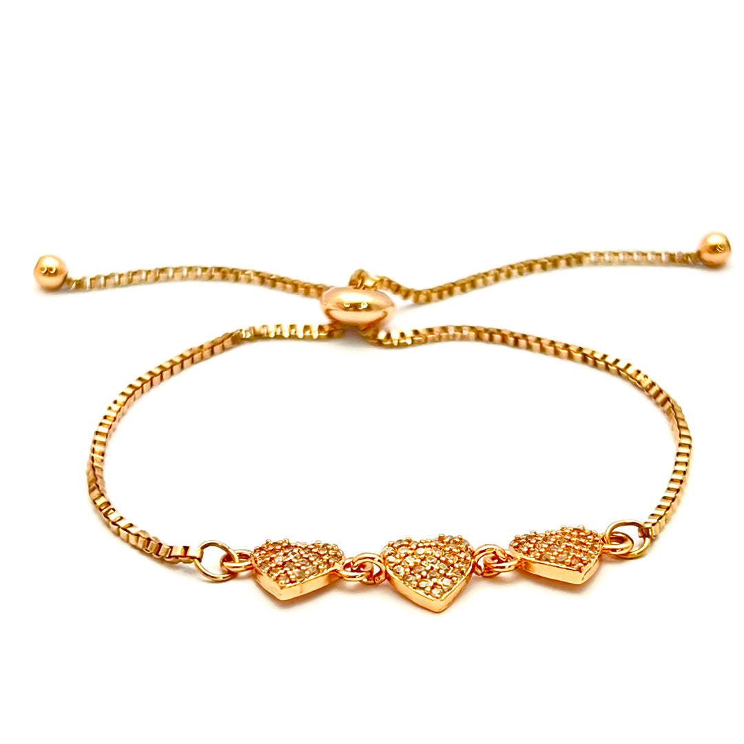 Pulsera Acero Trio de Corazón Dorado 💛