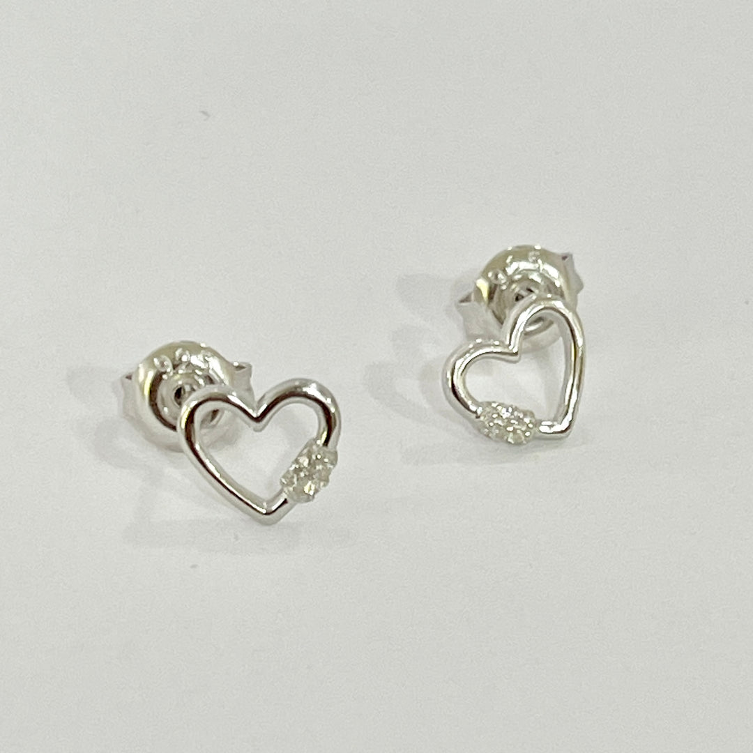 Arete de Plata Corazón Circonia