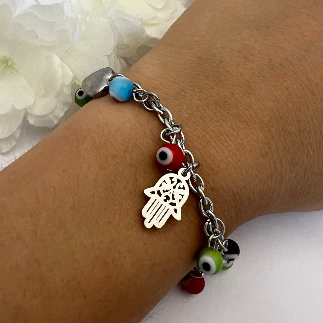 Pulsera Acero Mano Ojo Turco