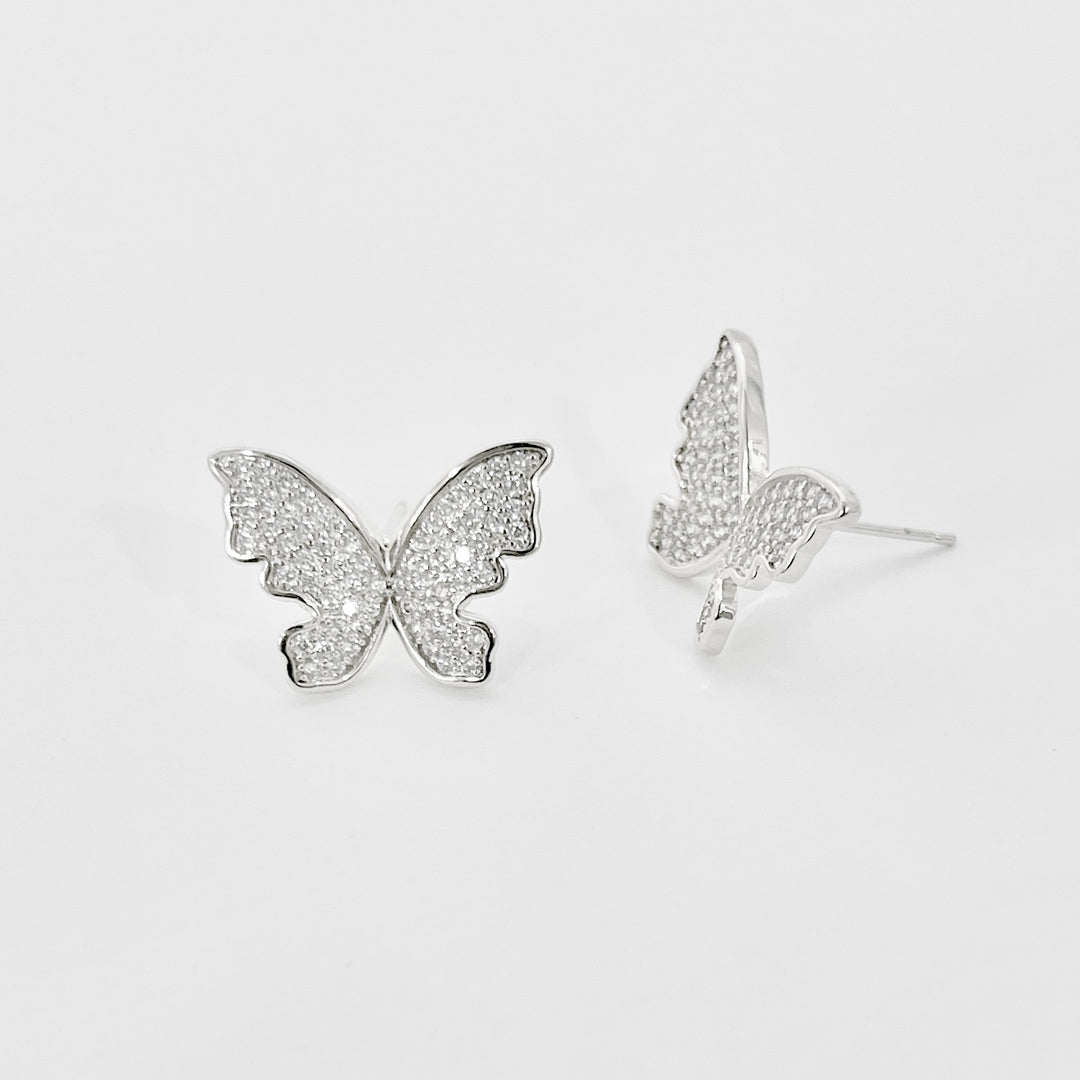 Aretes de Acero Plateado Mariposa 🦋