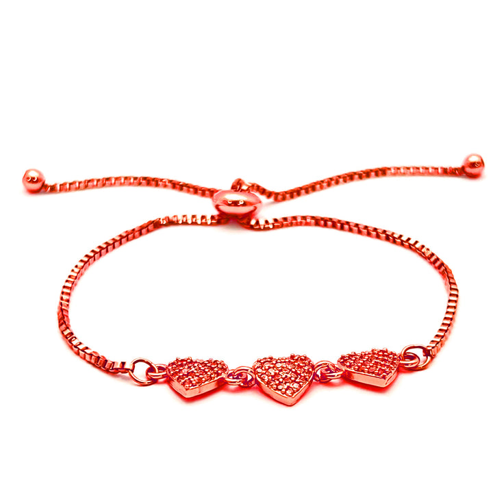 Pulsera Acero Trio de Corazón Oro Rosa🩷