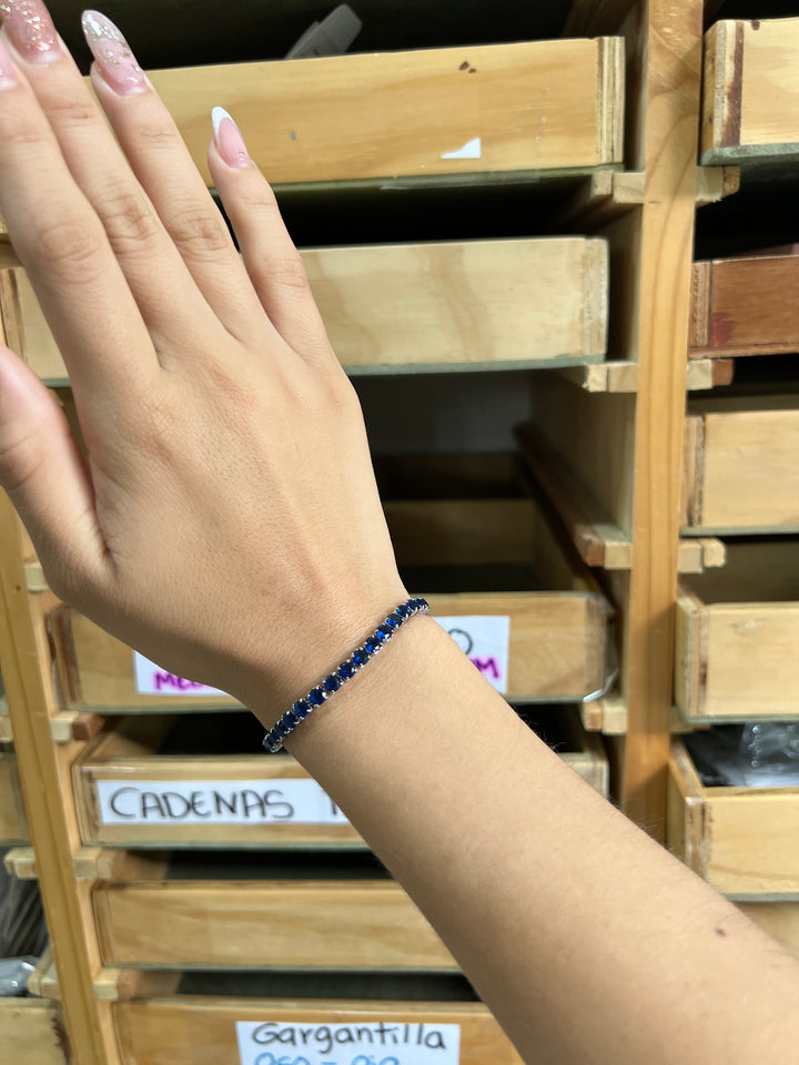 Pulsera Acero 🔵⚪️Tennis Plateado