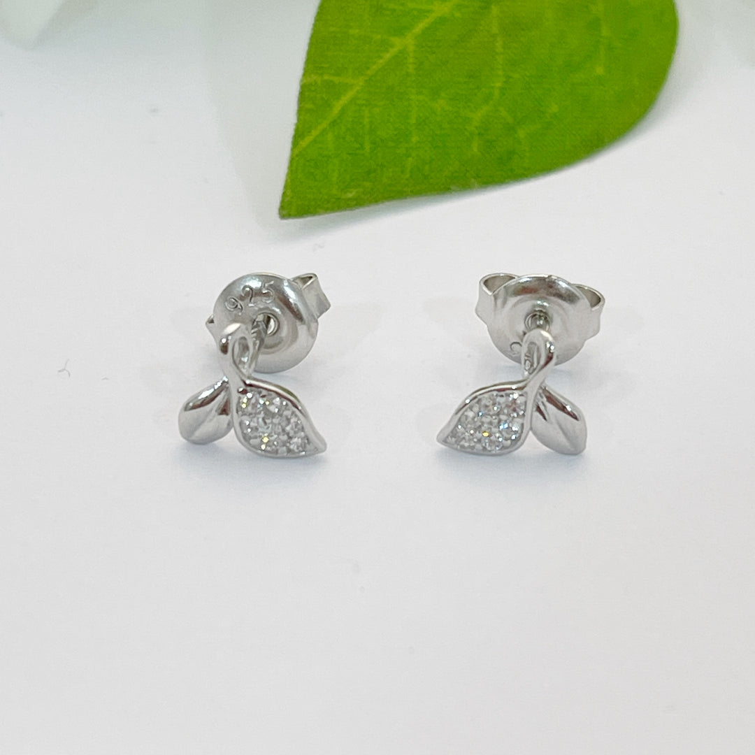 Aretes Plata Hojita 6MM🍃