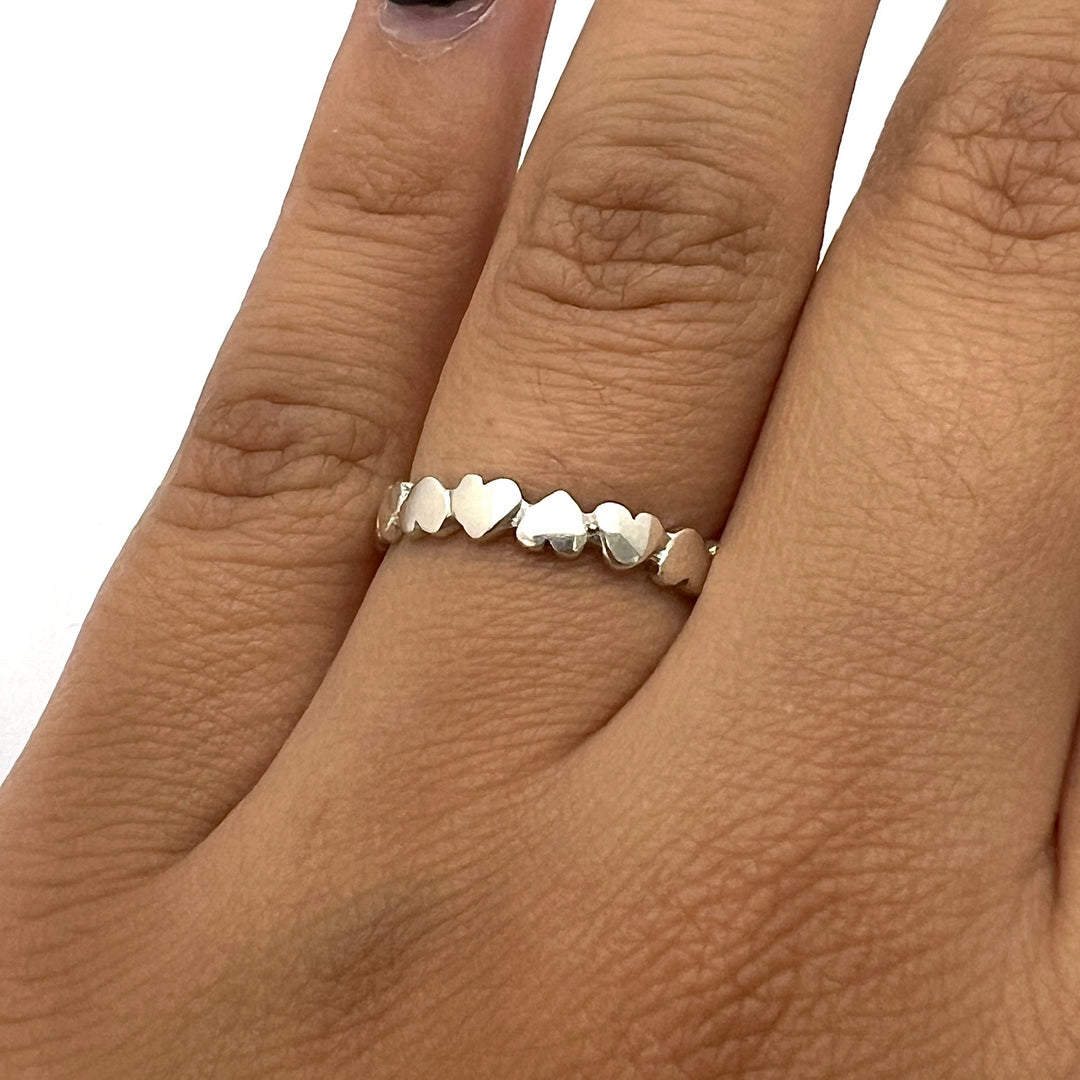 Anillo de Plata Corazones Lisos