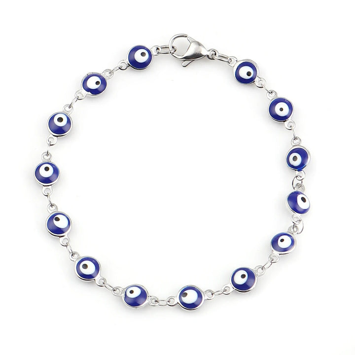 Pulsera Acero Ojo turco Azul Plateado