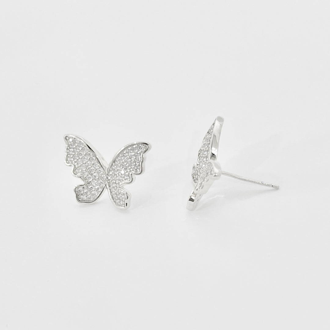 Aretes de Acero Plateado Mariposa 🦋