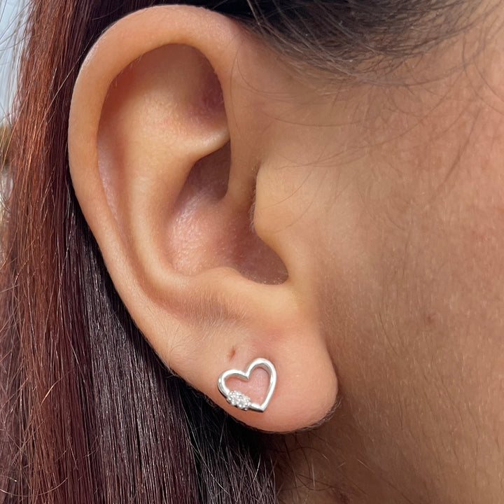 Arete de Plata Corazón Circonia