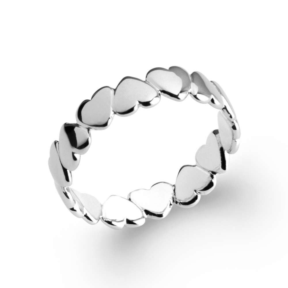 Anillo de Plata Corazones Lisos