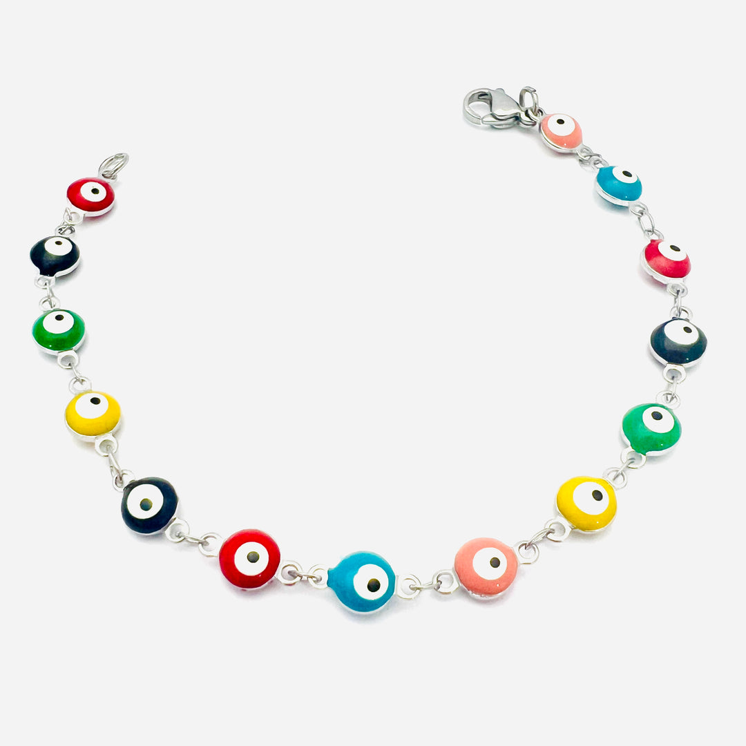 Pulsera Acero Ojo turco Colores Plateados