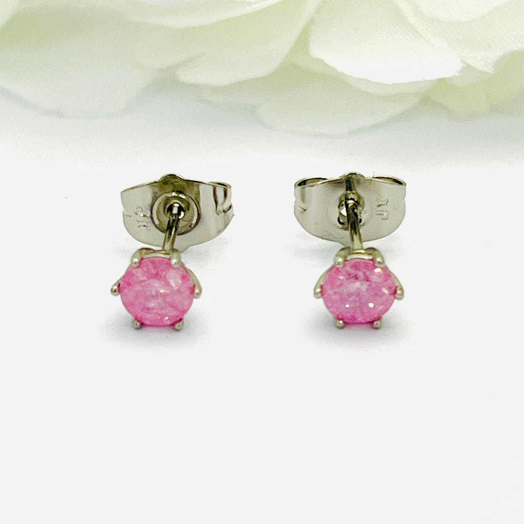 Aretes de Acero Chispa Baby Pink