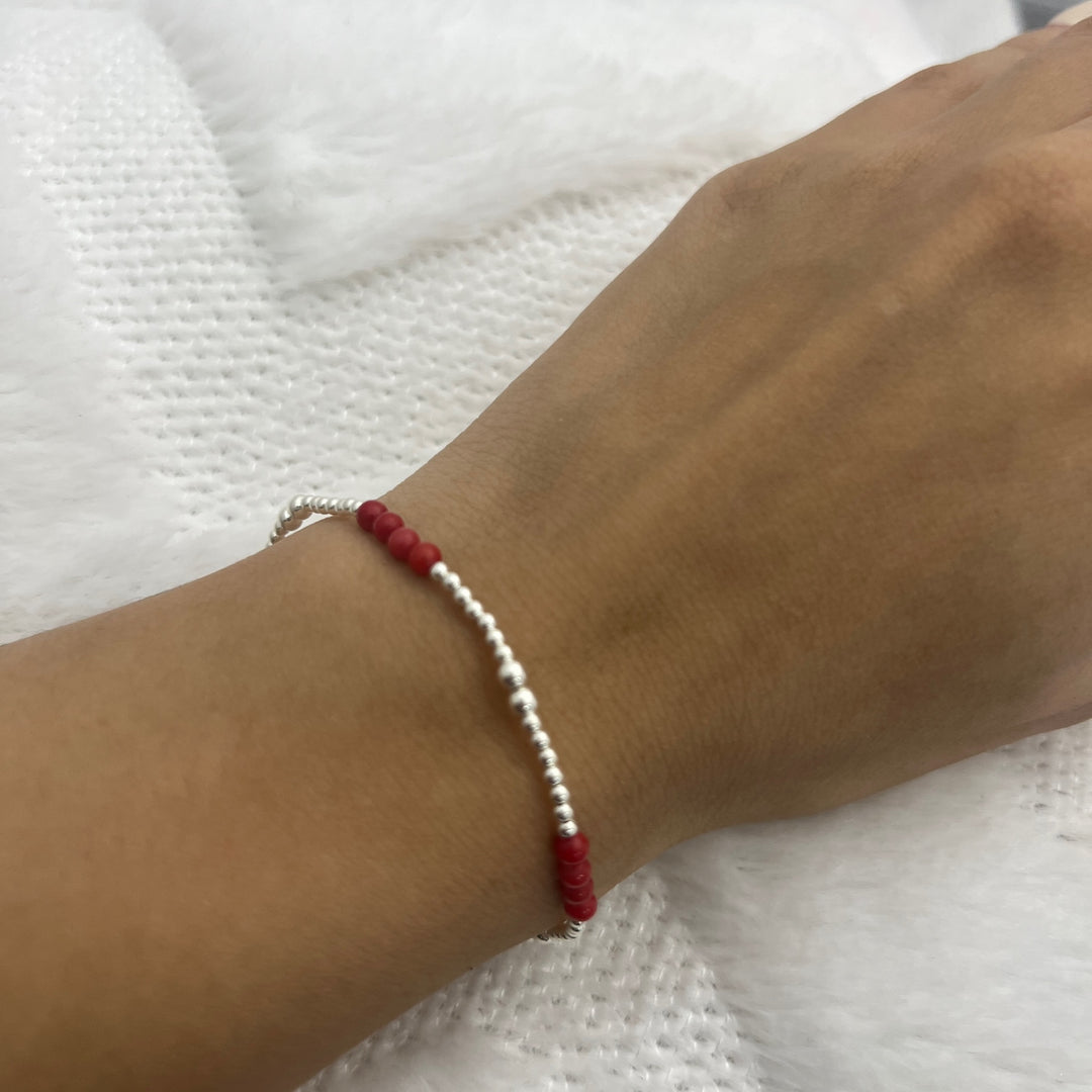 Pulsera Coral Plata 🔴