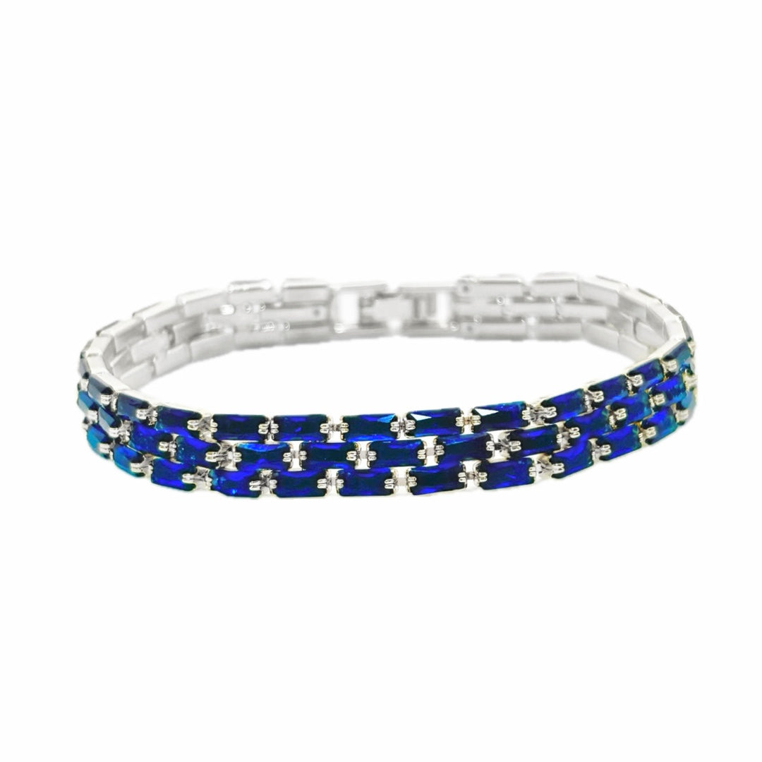 Pulsera Acero Rígidas Plateada Azul