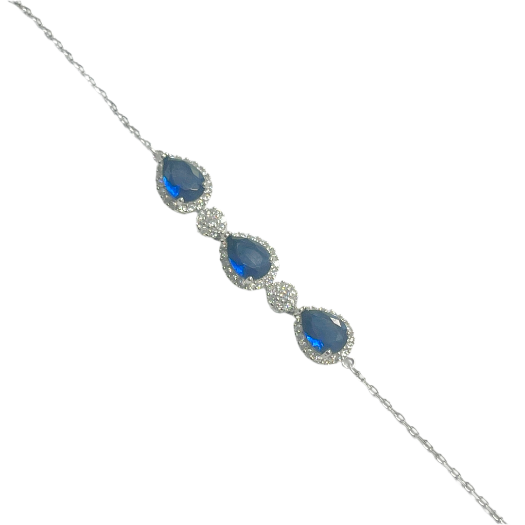 Pulsera Gota💧Azul Plata 925