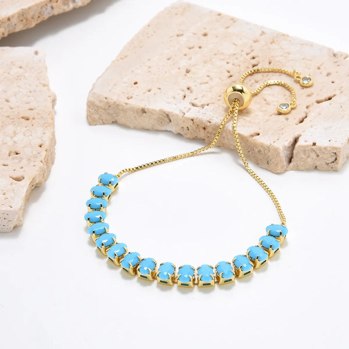 Pulsera Acero 🔵🟡Tennis Dorado