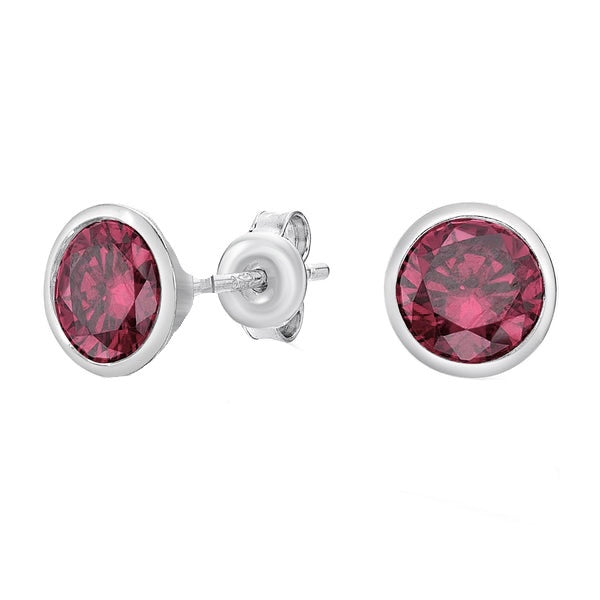 Aretes Redondo Rojo Bicel 9MM Plata