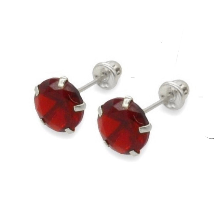 Aretes Deneb Rojo 6MM Plata