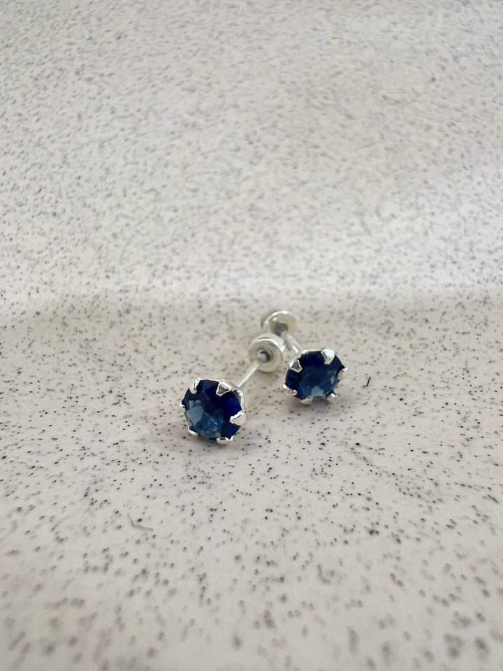 Aretes Deneb Azul 6MM Plata