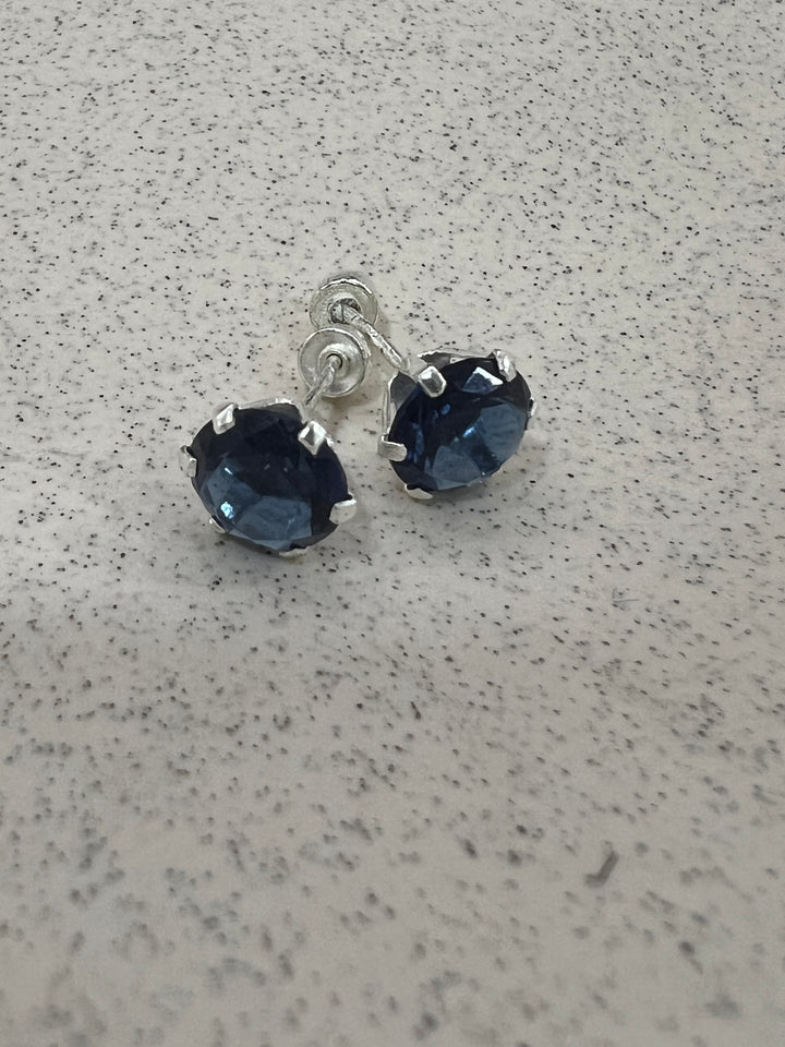 Aretes Nova Azul 7MM Plata