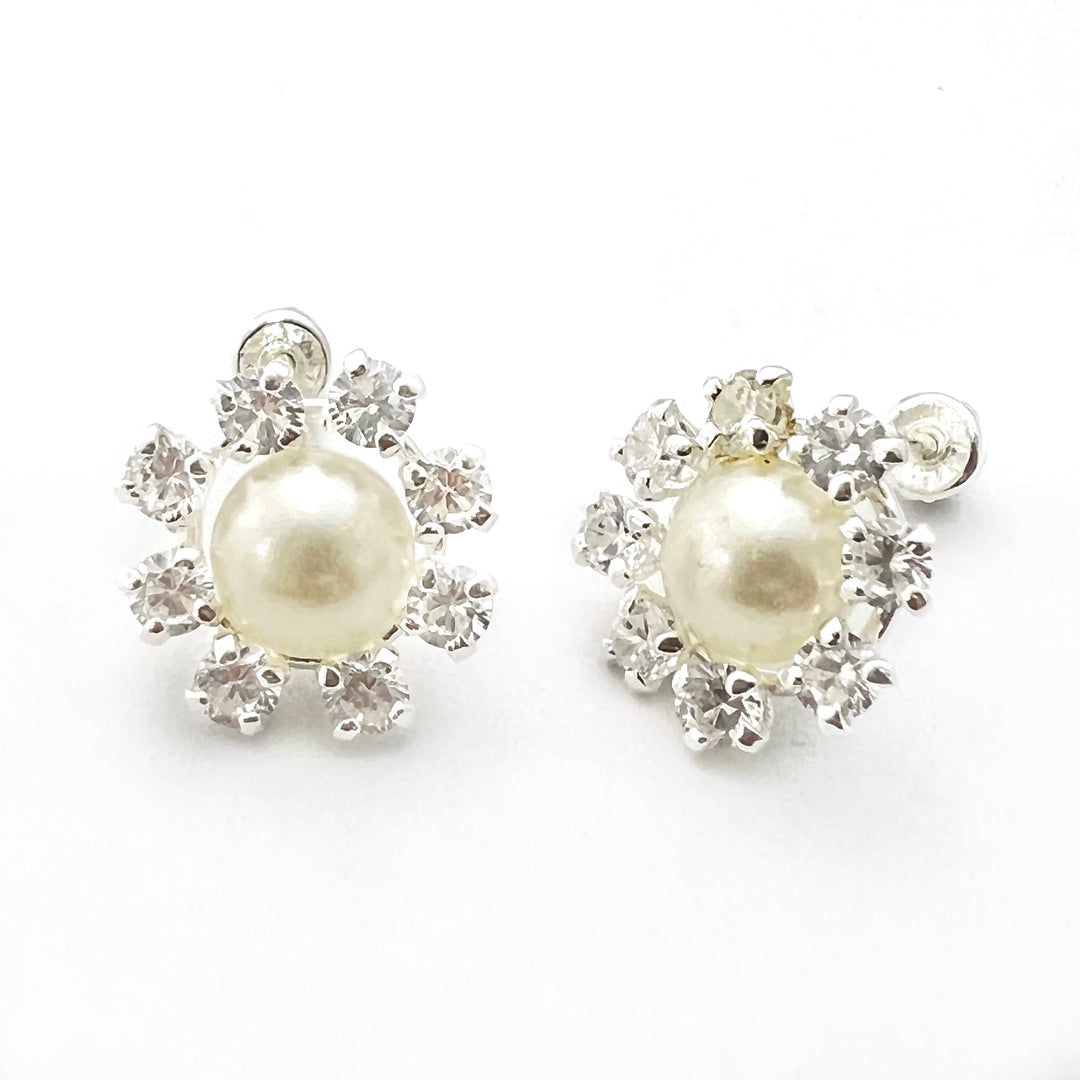 Aretes Roseta Perla 10MM Plata