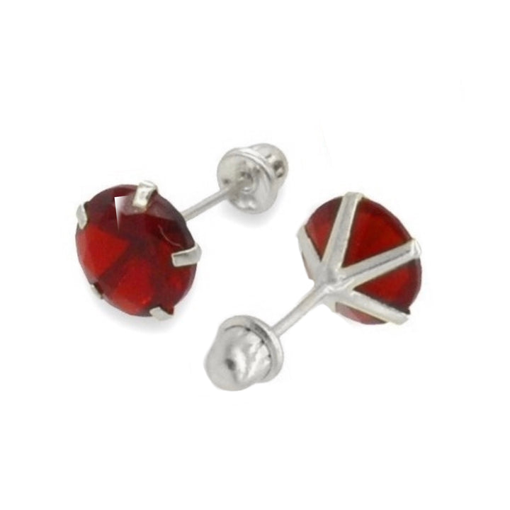 Aretes Nova Rojo 7MM Plata