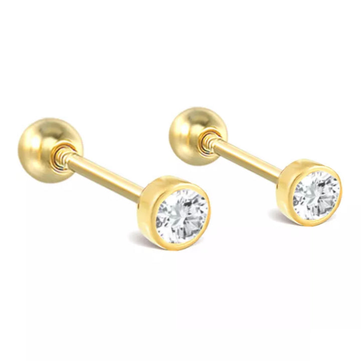 Aretes de Oro 10k Cilindro 4MM