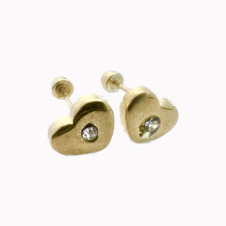 Aretes de Oro 10k Corazón Circonia 5MM