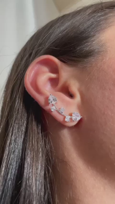 Aretes de Plata Escalador Corazón Brillante 💖