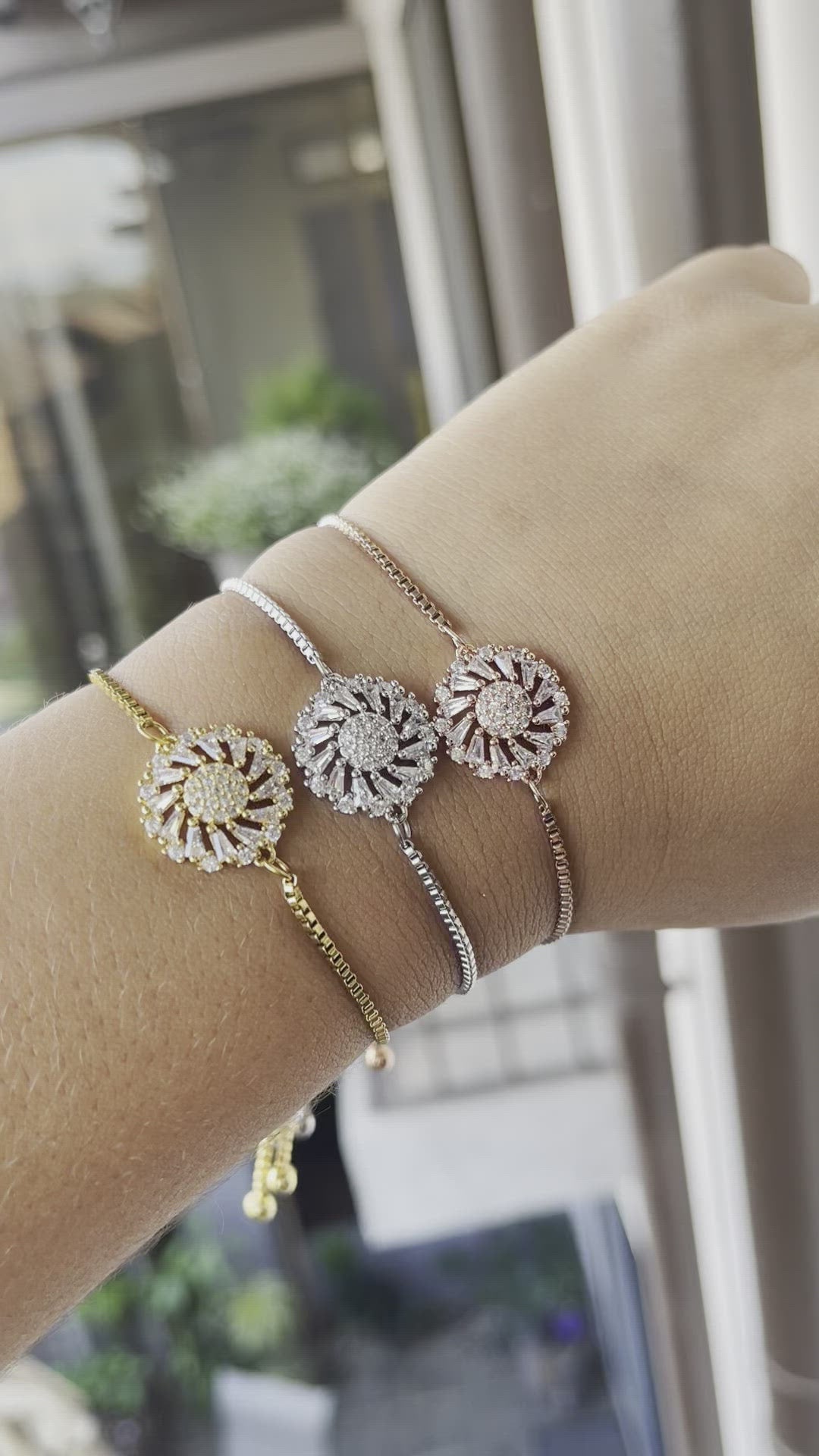 Pulsera Acero 🌼 Flor Oro Rosa