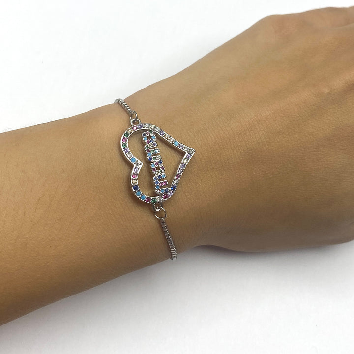 Pulsera Acero 🤍 Corazón Mamá Plateado