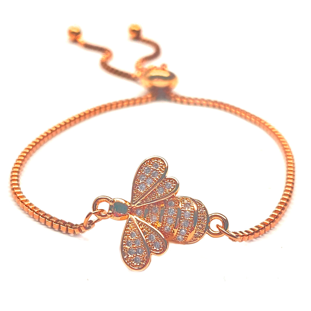 Pulsera Acero 🐝 Abeja Oro Rosa