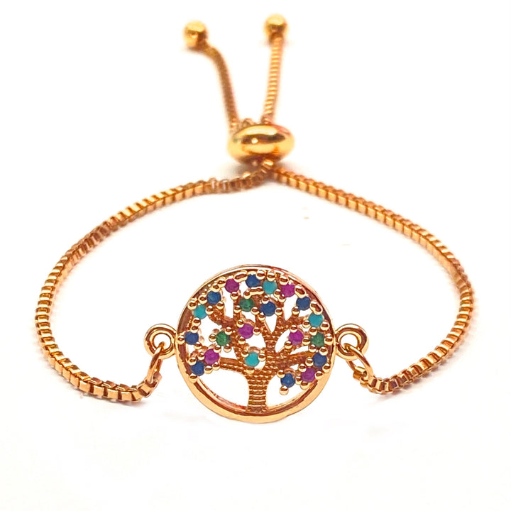 Pulsera Acero 🌳 Árbol Oro Rosa