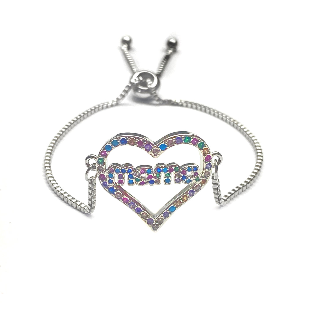 Pulsera Acero 🤍 Corazón Mamá Plateado