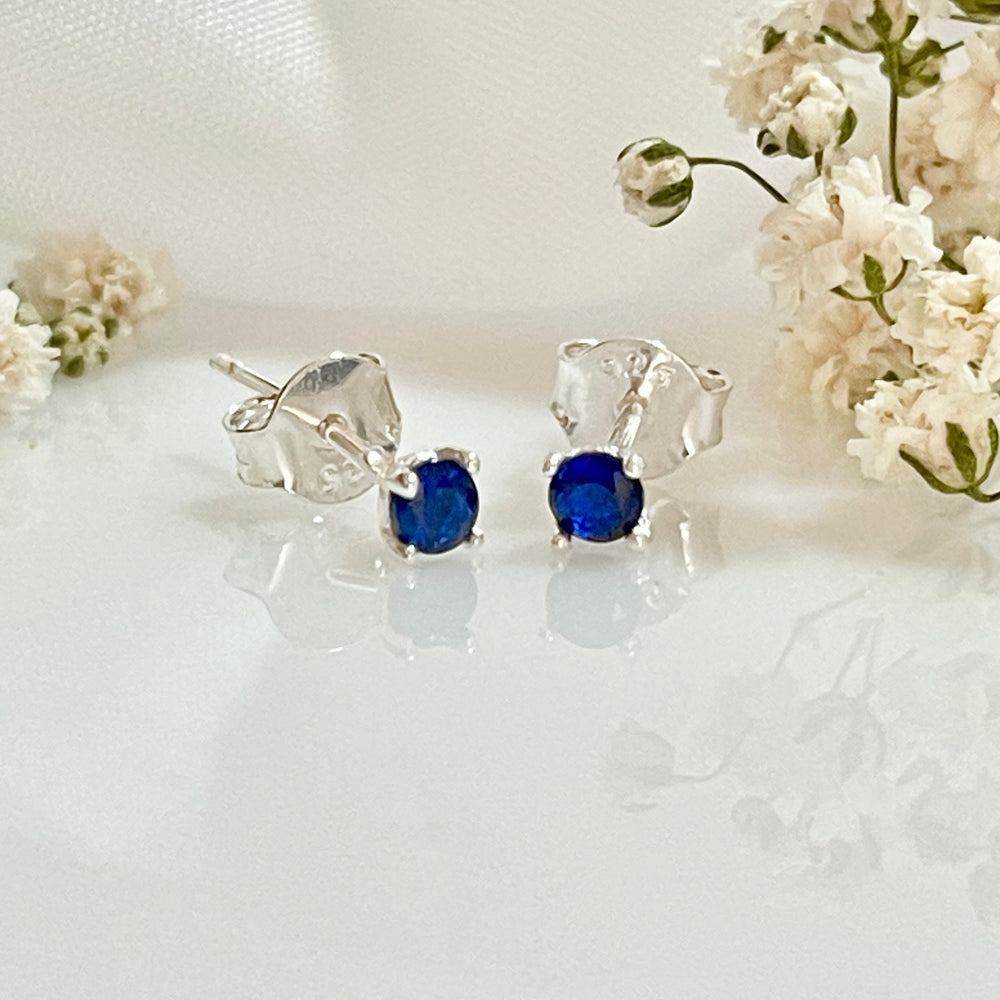 Aretes de Plata 3MM Circonita Azul | Plata 925