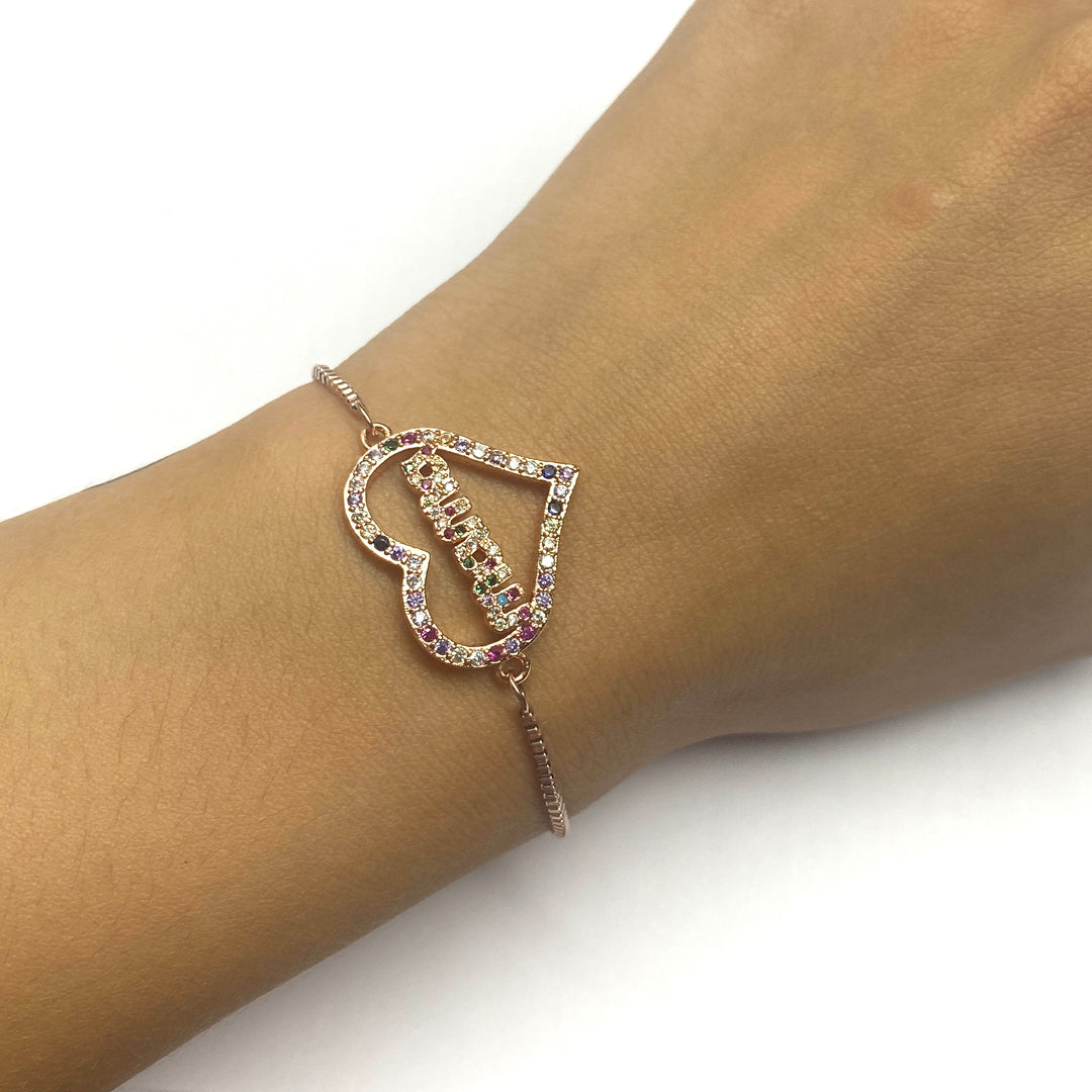 Pulsera Acero 💗 Corazón Mamá Oro Rosa