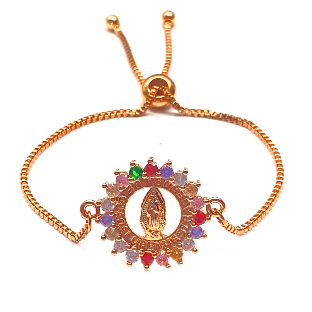 Pulsera Acero Virgen Guadalupe Oro Rosa