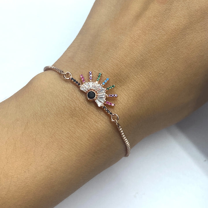 Pulsera Acero 〰️ Abanicó Oro Rosa