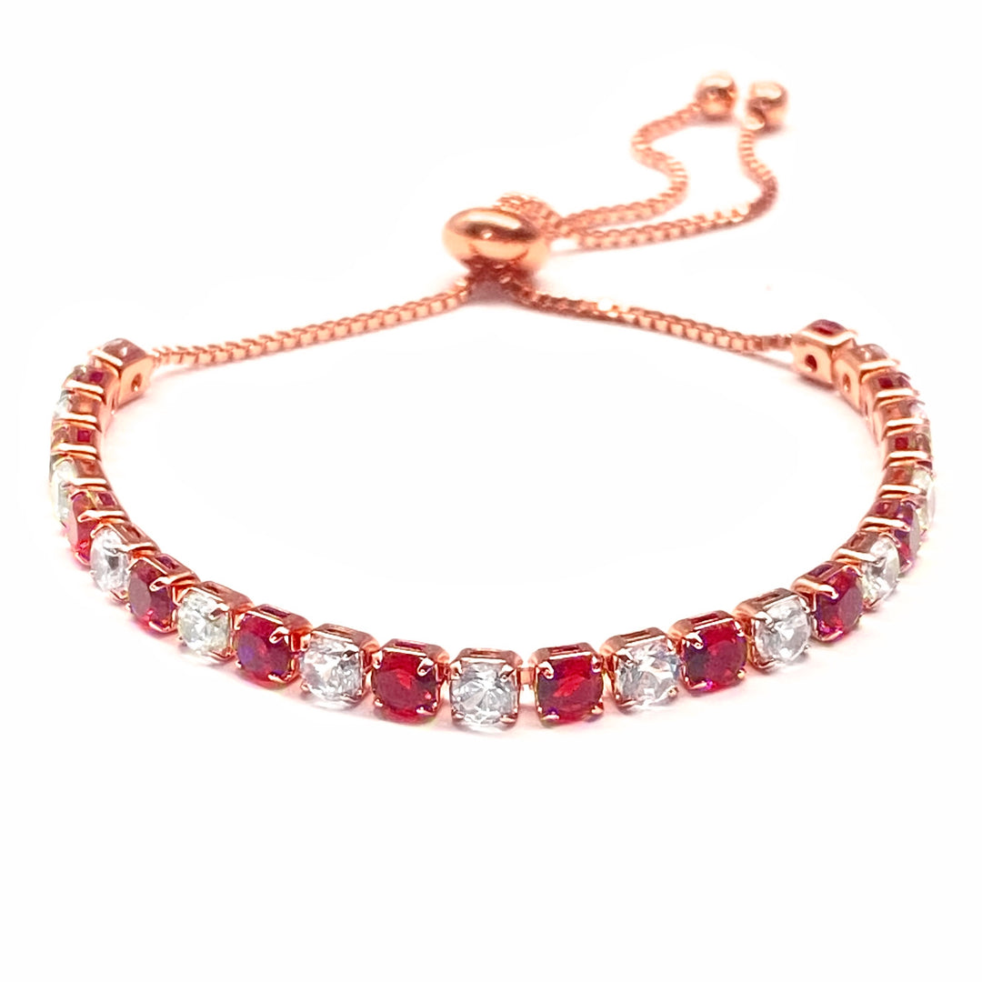 Pulsera Acero ⚪️🔴 Tenis Oro Rosa