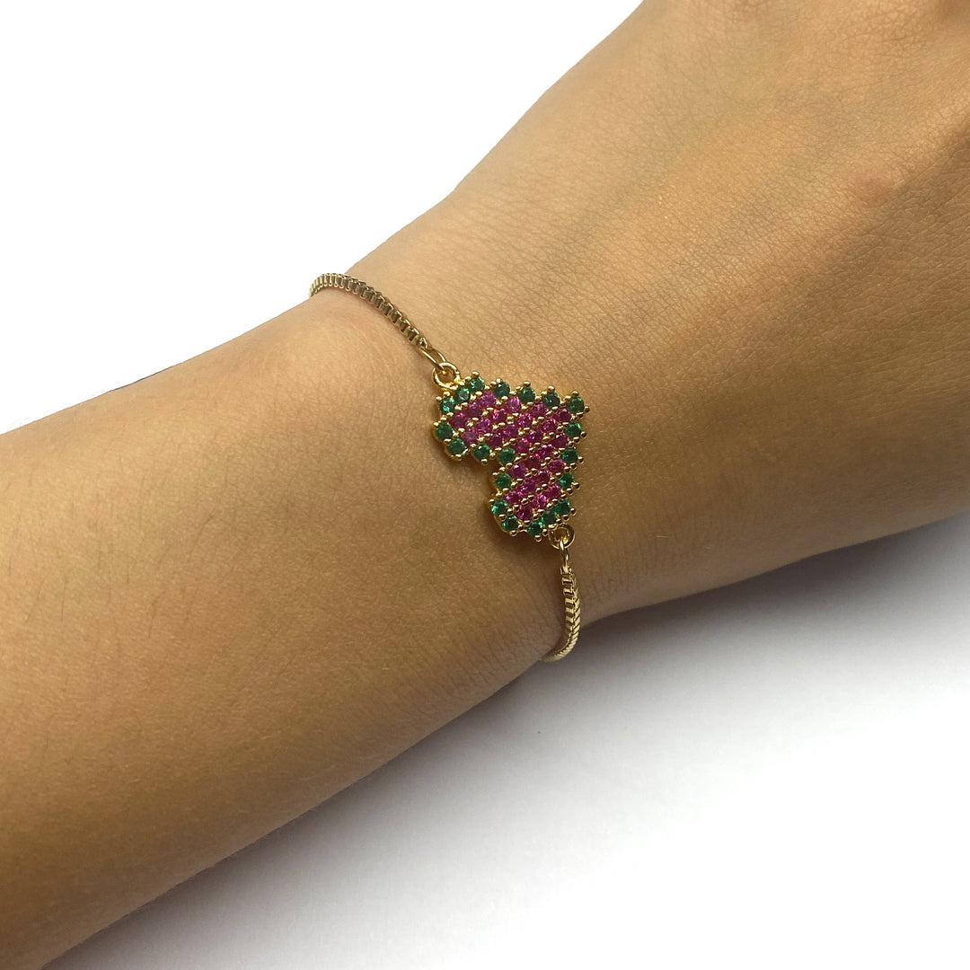 Pulsera Acero 🧡💗💚 Corazón Dorado