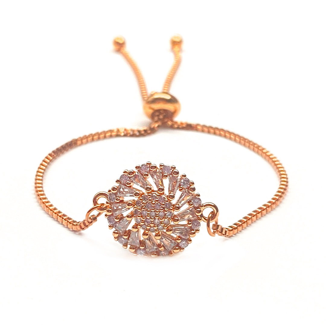 Pulsera Acero 🌼 Flor Oro Rosa