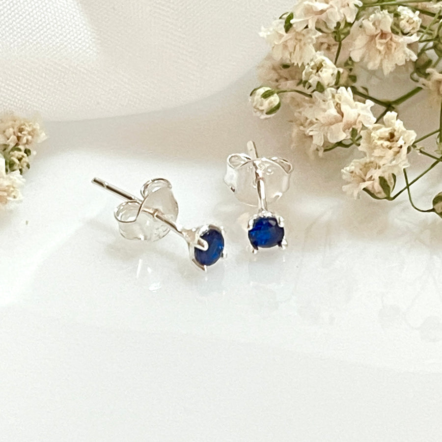 Aretes de Plata 3MM Circonita Azul | Plata 925 en Costa Rica