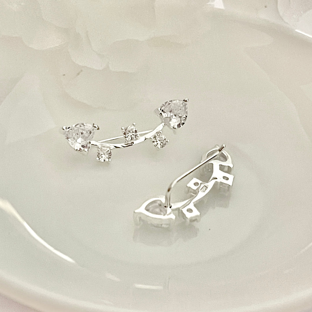 Aretes de Plata Escalador Corazón Brillante 💖