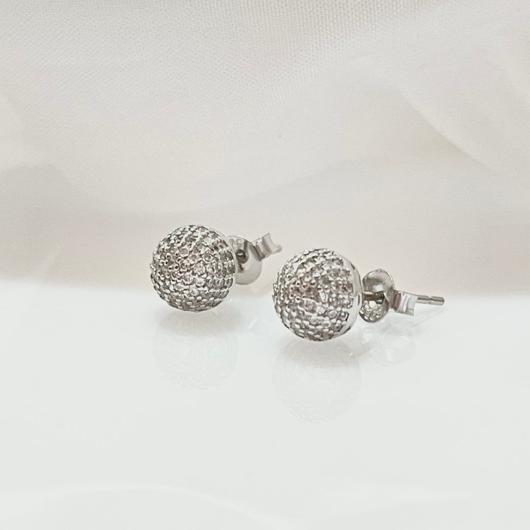 Aretes Plata 🔴 Circulo Decorado 8MM | Nicola Joyería 